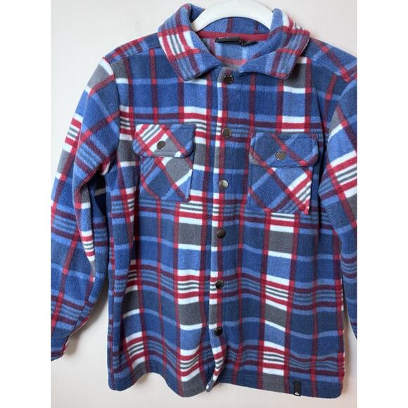 Quiksilver Boys Fleece Plaid Shacket Sz Small 7/8 - Picture 2 of 9
